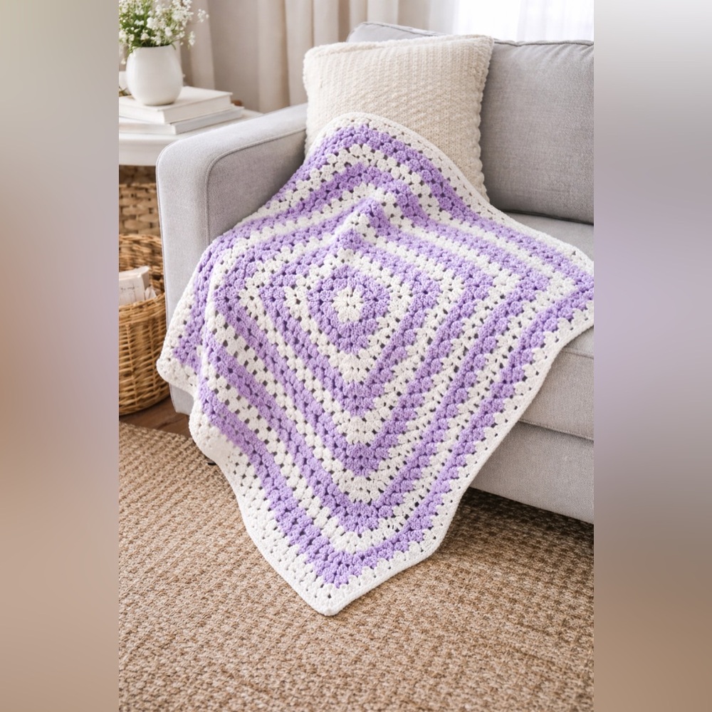 Brand New!!  Hand crochet granny square blanket